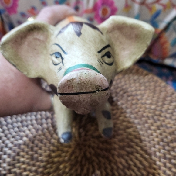 Vintage Hand Painted Artsy Unique Pig Piggy Bank Estate Item Pottery Terracotta - Picture 8 of 10